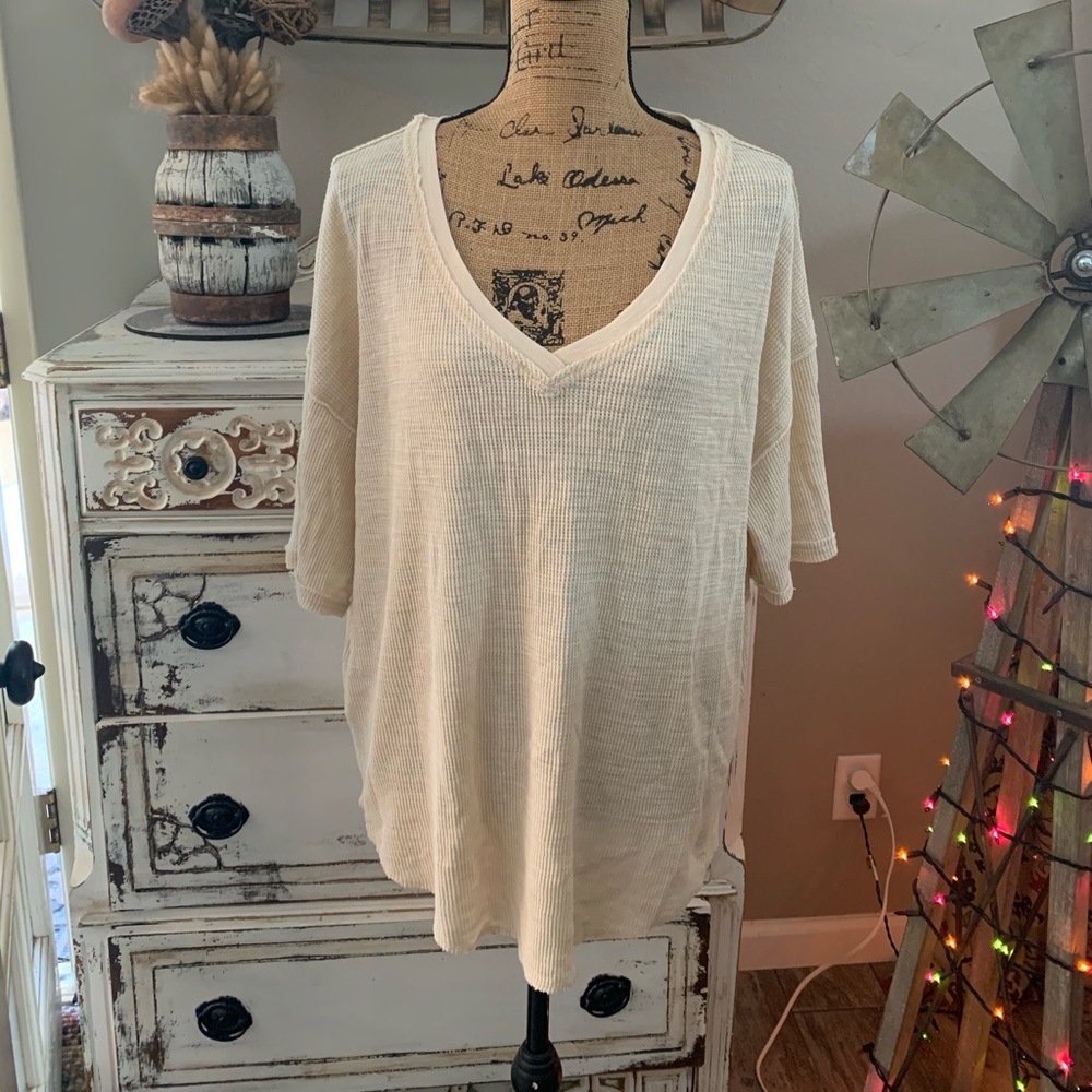 Free people waffle knit vneck